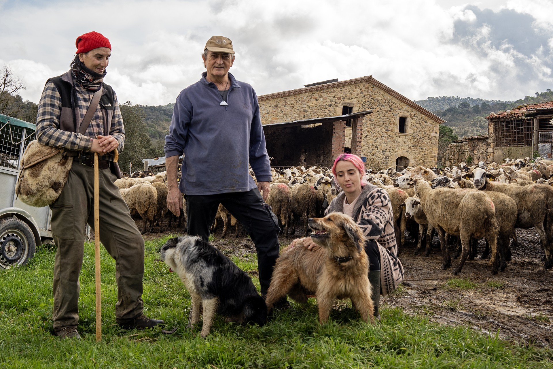 Clara Nadal, Josep Maria Saurí i Gemma Saurí, a Can Terrades. PATXI URIZ | DIPUTACIÓ DE BARCELONA 